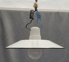 Lampe Schusterlampe Emaille Tellerlampe Porzellanfassung Art Deco Bauhaus Design