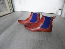 Melvin & Hamilton Stiefeletten Chelsea Boots Leder cognacfarben + blau Gr. 41
