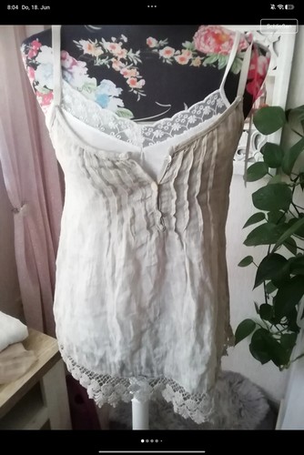 Leinen top mit untertopf pink - leinen,