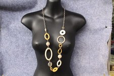 HALSKETTE 84 CM LANG BEIGE NATURWEISS SILBERFARBEN