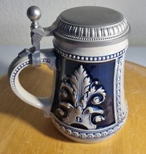 alter Bierkrug mit Zinndeckel 🔥 Wuppertal Keramik  GERZ  🔥  siehe Bilder !