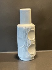 Seltmann Vohenstrauß 1840 Porzellan Reliefvase 28 cm Op Art 70er Vintage weiß 