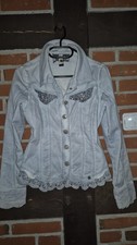 TREDY Jacke JEANSJACKE DAMENJACKE Gr 38 BLAU hellblau, sehr süss! Tolle Details 