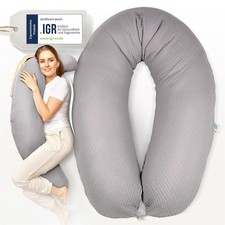 Stillkissen 190x30 Musselin-Bezug Seitenschläferkissen Schwangerschaftskissen 