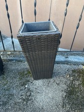 Blumentopf + Einsatz Blumenkübel Rattan-Optik Mokka 2 Teilig Blumensäule Topf