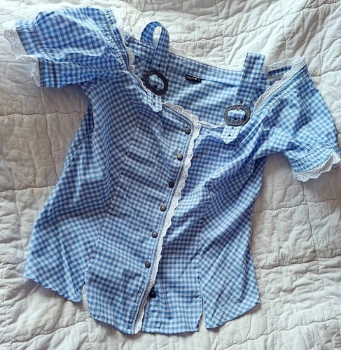 Damen bluse blau weiß - damen-bluse, /weiß