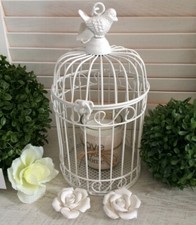 #10236 Deko Käfig Eisen Vogelkäfig Blumenkäfig Frostfest Shabby Pflanzkorb Weiß