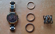 ESPRIT - Uhr Damen braun metallic + Schmuck / Ringe TOP