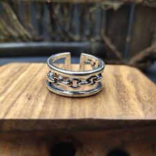 K37 Ring geometrisch Kettenoptik Sterling Silber 925 größenverstellbar