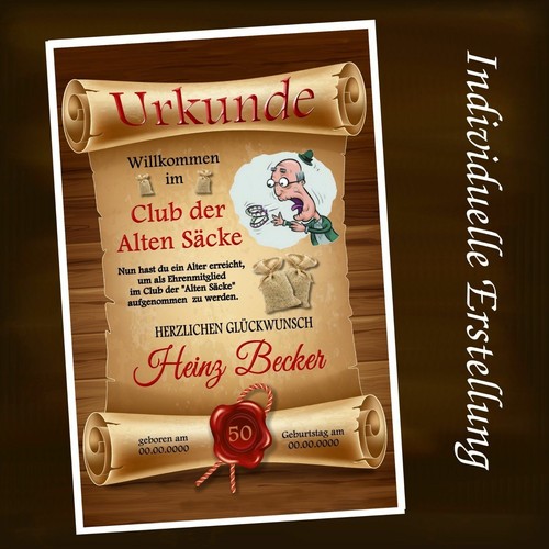 Urkunde club der alten - urkunde,