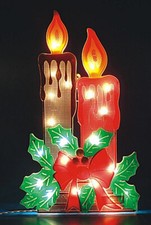 Fensterbild Weihnachtsbaum Fensterdeko beleuchtet Weihnachtsmann- Zwei Kerzen