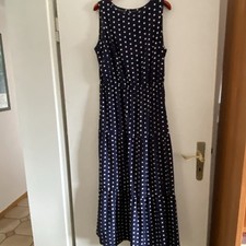 Langes Kleid, Dunkelblau Mit Weißen Punkten . Größe L