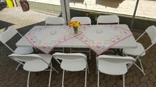 Set Party-, Campingtisch mit 8 Stühlen weiß/grau klappbar und stabil; 