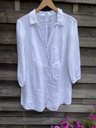 Puro linen weiße damen bluse - puro,