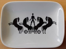 Lorenz Hutschenreuther Porzellan Schale, Dekor  Pferd Wagen, Vitacobal Siegfried