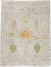 Gabbeh Teppich Orient Perser Rug Loribaft Beige Schurwolle Design Ghashgai Deko