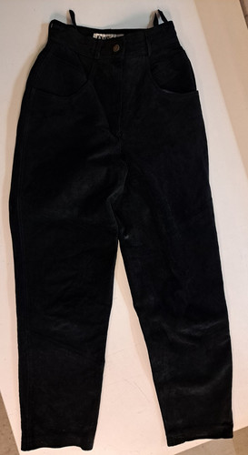 Schwarze vintage rau lederhose - schwarze, rau-lederhose