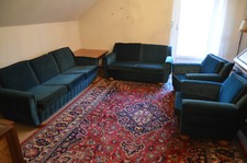 Edle Vintage 3-2-1-1 Couchgarnitur u.Tisch im noblen KÖNIGSBLAU 1970 Wohndesign