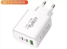 3-fach Schnell Ladegerät 40W Netzteil 2x USB-C + 1x USB Charger Mehrfach Stecker
