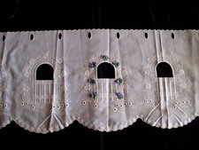 Scheibengardine Stickerei, Landhaus Gardine  Vintage, Bistrogardine 27 x 110cm