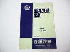 Hercules K50 Sprint Motorrad Ersatzteilliste Fahrgestell ohne Motor 1969
