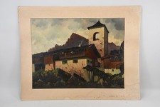 N92S33- August Zeidler (1892-1963) Gemälde Bergsiedlung signiert datiert (19)32