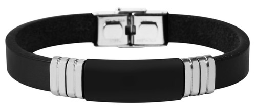 Leder armband edelstahl - leder,