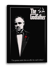Lein-Wand-Bild: Filmplakat Der Pate Don Vito Corleone Marlon Brando mit Spruch u
