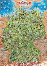 XXL Kinderzimmer Dekoration Landkarte Poster Deutschlandkarte Wandbild 124x88cm