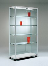 Glasvitrine schmal Ausstellungsvitrine abschließbar Messevitrine 100cm Standfüße