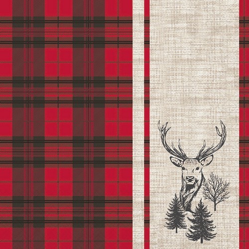 Servietten deer plaid red - 20,