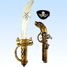Säbel + Pistole + Augenklappe Piratenset Kostüm Pirat Piratenschwert Karneval