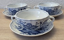 Hutschenreuther Zwiebelmuster 3 x Suppentasse mit 3 x Untertasse 6 tlg.