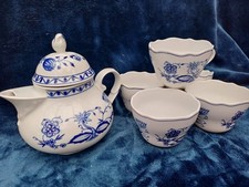 Service Zwiebelmuster Blau Kanne Kaffeekanne Tassen Teetassen Teekanne Set