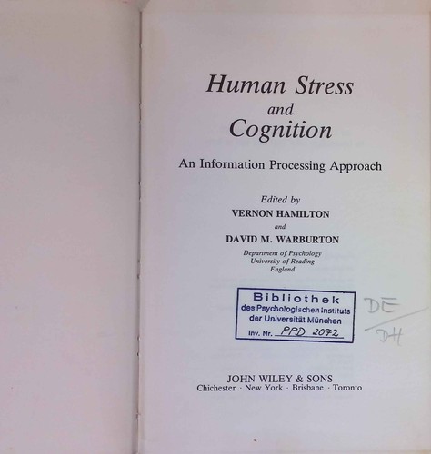 Human stress and cognition an - stress,