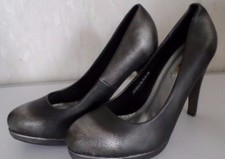  High Heels Pumps Rustikale Damenschuhe JUMEX Plateau Schwarz Abs.9,5cm Gr.-41  