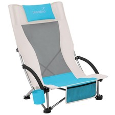 Skandika Strand Klappstuhl Beach mit Mesh hohe Lehne faltbar beige B-Ware