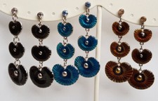 1 Paar Ohrringe Stecker ca. 6 cm silberfarben bunt Farbwahl O 3