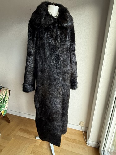 Bodenlanger pelzmantel schwarz - bodenlanger,