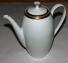 Arzberg Kaffeekanne, weiss, Goldschwarz gemusterter Rand Nr. 3106, Porzellan 