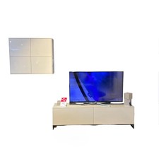 JOOP! Wohnwand Joop Lack Kristallgrau Weiß Grau Kufen Metall Schwarz 