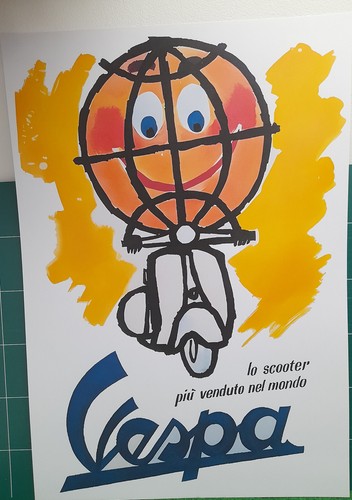 Scooter vespa globe poster - -,