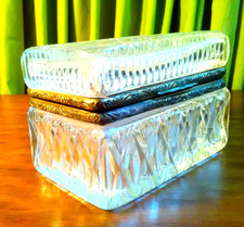 Jugendstil Schmuck- Schatulle Dose Messing Kristall- Glas Art Nouveau antik