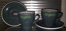 2 x Segafredo Organic Große Cappuccino-Tassen mit Unterteller - Milchkaffee Neu