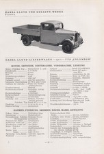 BREMEN, Typentafel 1935, Hansa-Lloyd und Goliath-Werke Lastkraftwagen