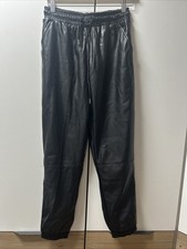 Damen Lederimitat Hose, Schwarz, Größe M