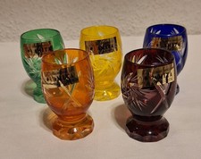 5 Likörgläser in 5 Farben - AMITA Poland 24 % Lead Crystal Genuine Hand Cut