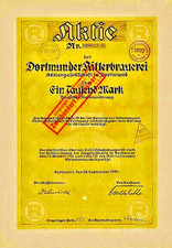 Dortmunder Ritterbrauerei AG Dortmund histor. Ritter Bier Aktie 1921 Westfalen
