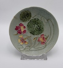 grosser Keramik Jugendstil Majolika Prunkteller Gebäckteller #KA245