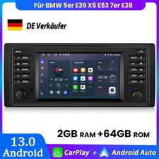 Carplay Android 14 Autoradio GPS NAVI 2+64GB DAB+ Für BMW 5er E39 X5 E53 7er E38